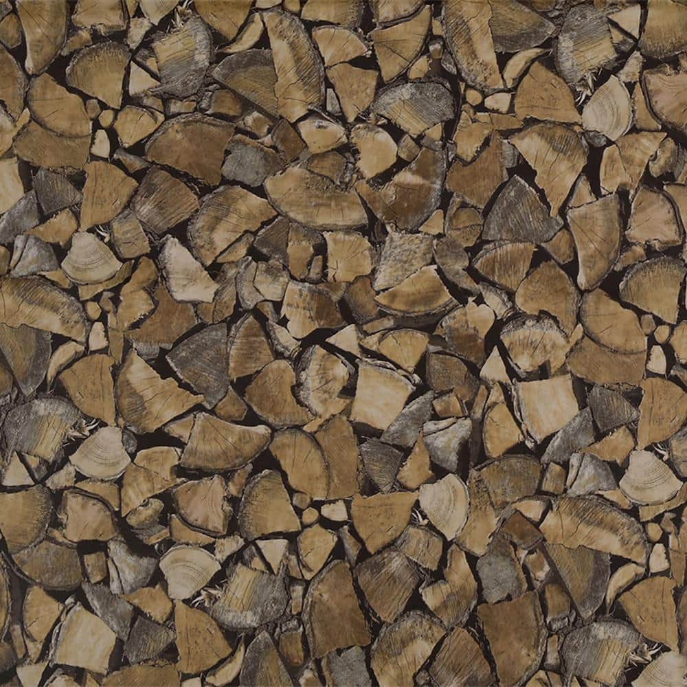 Cut Logs Brown Vinyl Strippable Roll (Covers 35.5 sq. ft.)
