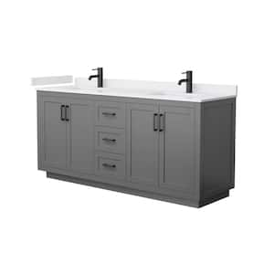 Miranda 72 in. W x 22 in. D x 33.75 in. H Double Sink Bath Vanity in Dark Gray with White Cultured Marble Top