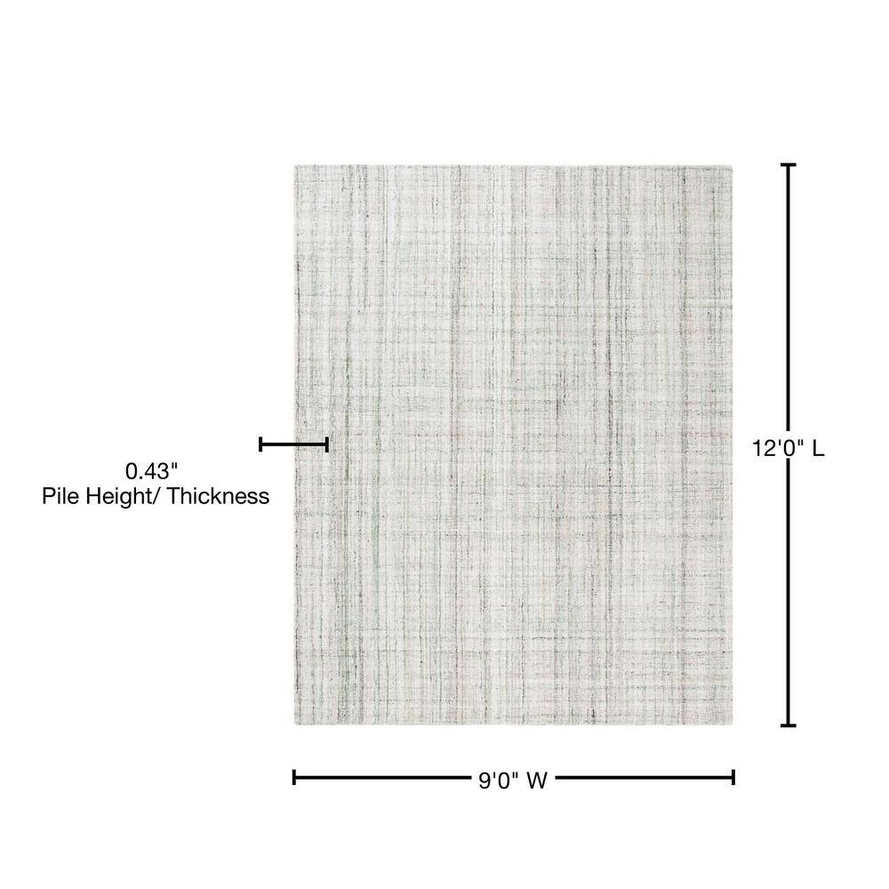 Hand-Tufted Sage & Green Abstract Wool Blend Rug - 9' x 12'