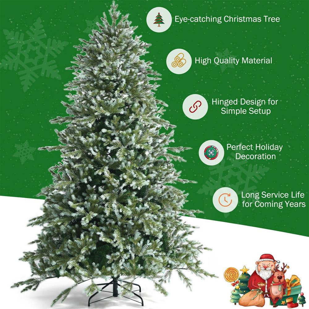 8ft Green Artificial Spruce Christmas Tree with Metal Stand
