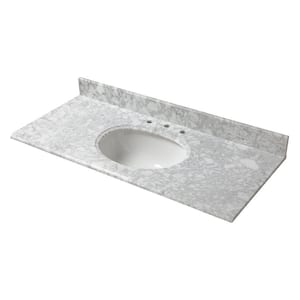 43.5 in. W x 22.25 in. D Quartz Vanity Top in Urban Gray with White Basin  and Widespread