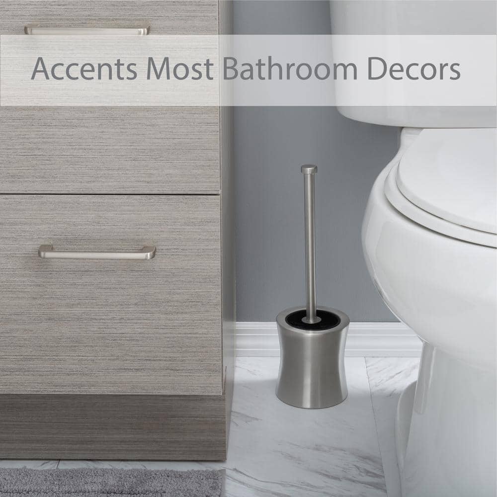 Hour Glass Shaped Silver Stainless Steel Toilet Brush and Holder
