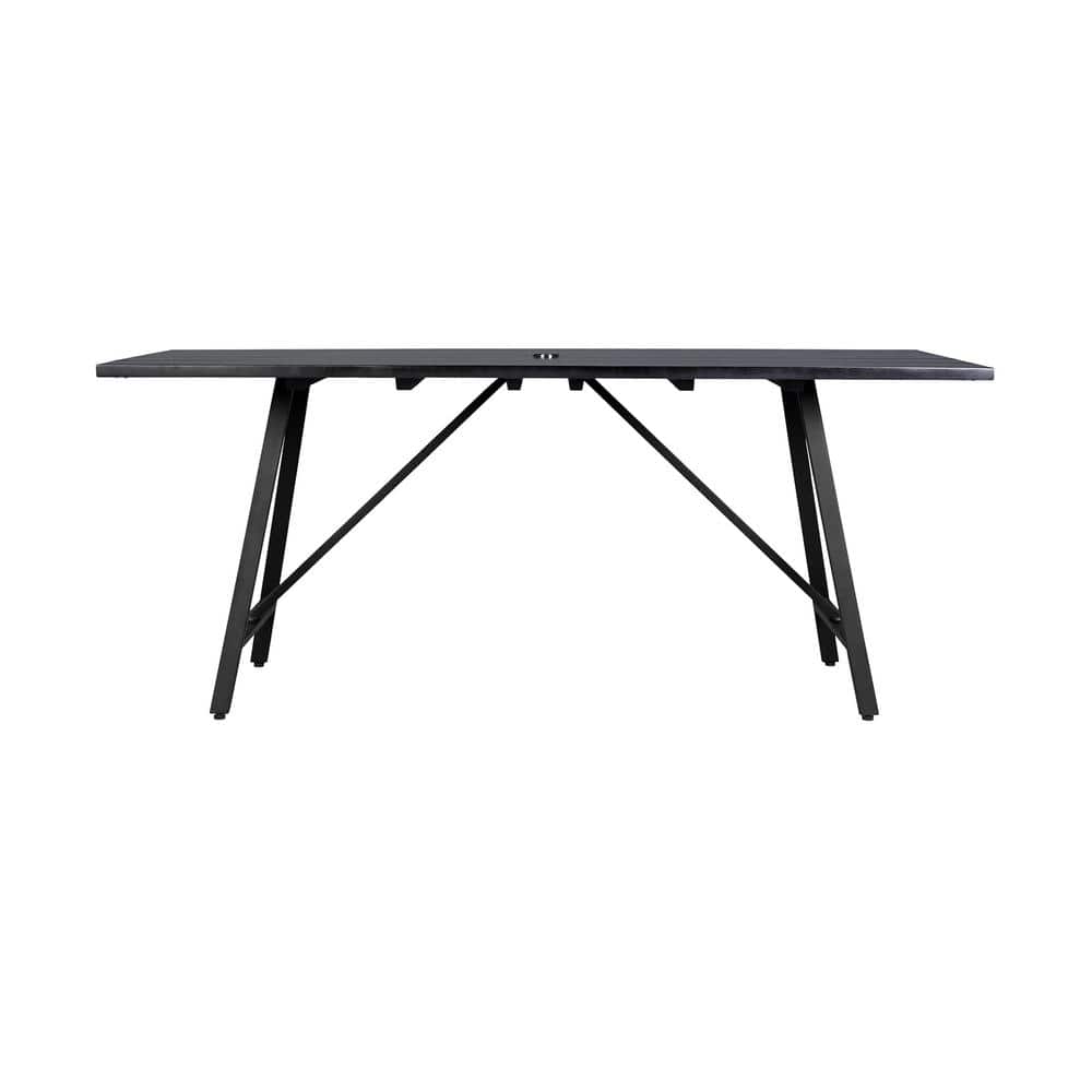 Gray and Black Eucalyptus Wood 6-Piece Outdoor Dining Set
