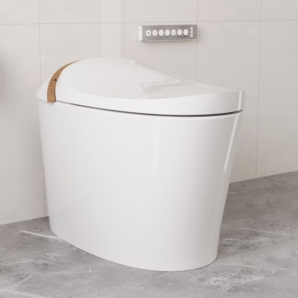 DEERVALLEY Tankless Elongated Smart Toilet Bidet 1.1/1.45 GPF in White with Auto Flush, Deodorization, Warm Water, Dryer