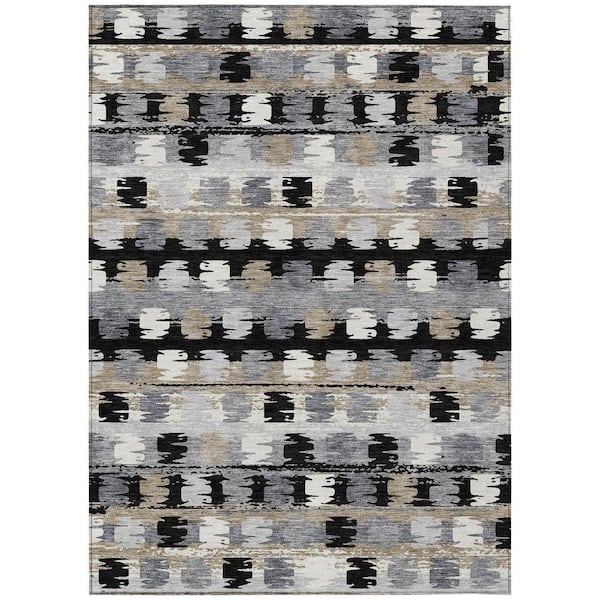 Chantille Machine Washable Indoor/Outdoor Abstract ACN2673 Black 10 ft. x 14 ft. Area Rug
