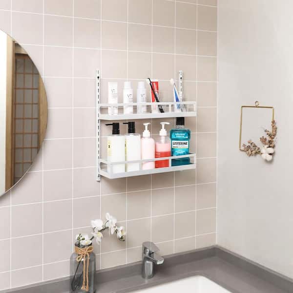 15.6 in. 5 Tier Metal Wall Mount Spice Rack in White