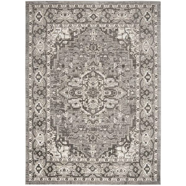 Nourison Concerto Grey 8 ft. x 10 ft. Center medallion Transitional Area Rug