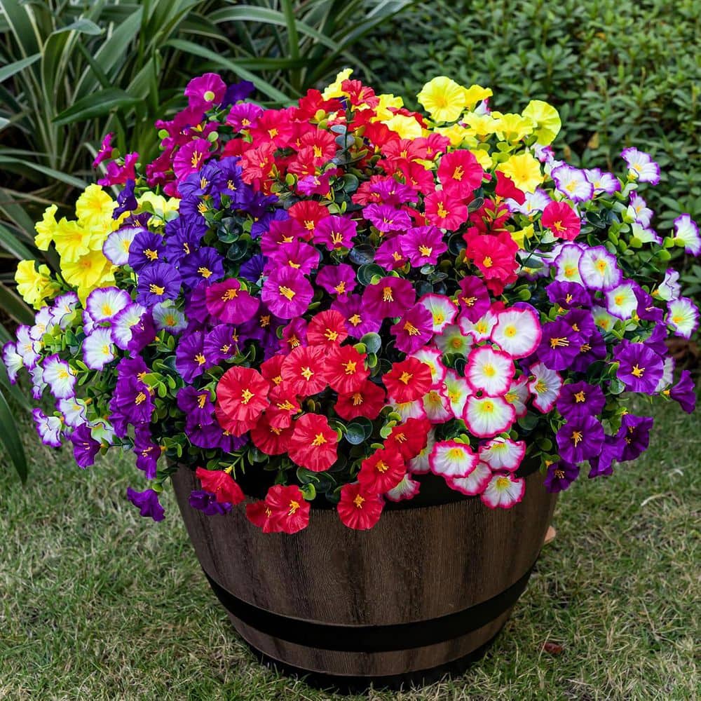 Afoxsos 4.33 in. H 16 Bundles Artificial Morning Glory Flowers, UV