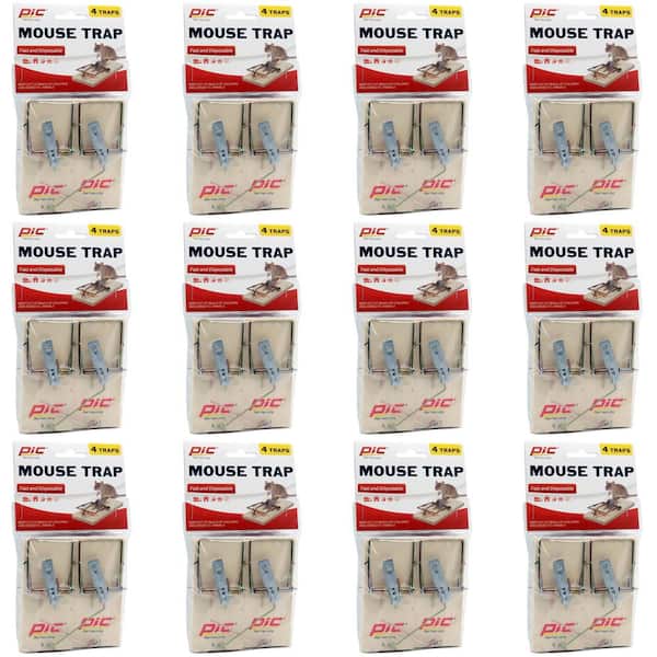 PIC Wood Mouse Traps (Total Number of Traps - 48) (4 Count per Case)