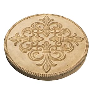 12 in. Dia x 1 in. H Composite Fleur de Lis Stepping Stones in Aged Ivory (Set of 3)