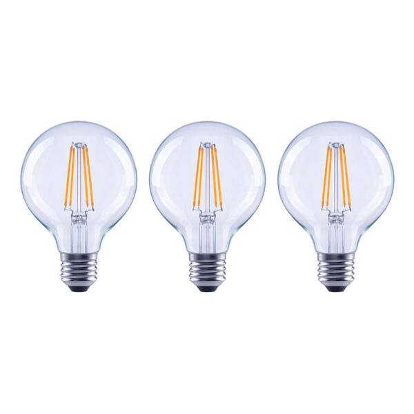 EcoSmart 40-Watt Equivalent G25 Dimmable ENERGY STAR Clear Glass Filament Vintage Edison LED Light Bulb Soft White (3-Pack)