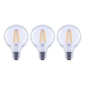 60-Watt Equivalent G25 Dimmable ENERGY STAR Clear Glass Filament Vintage Edison LED Light Bulb Bright White (3-Pack)