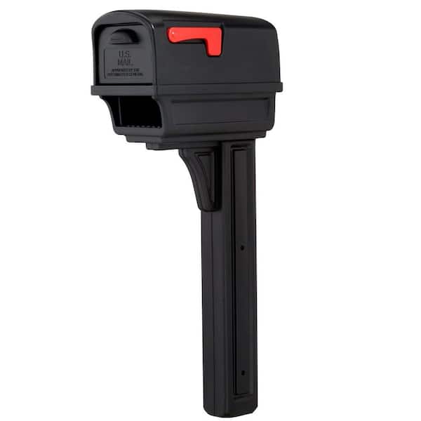Rubbermaid Gentry All-in-One Plastic Mailbox and Post Combo, Black