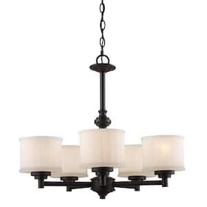 Cahill 5-Light Oil Rubbed Bronze Chandelier Light Fixture with Frosted Glass Shades