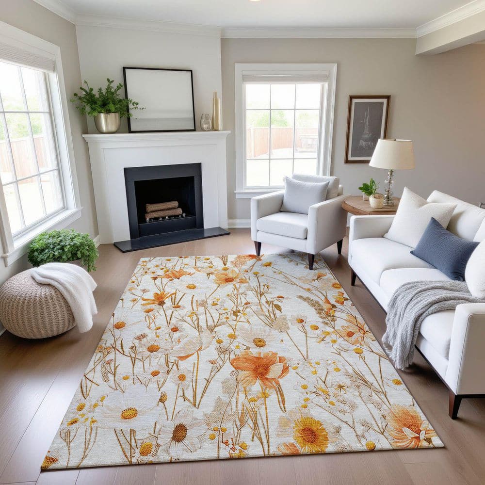 Mayfield Premium Machine Washable Abstract AMF1500 Ivory 9 ft. x 12 ft. Area Rug price history on PriceWatchPro
