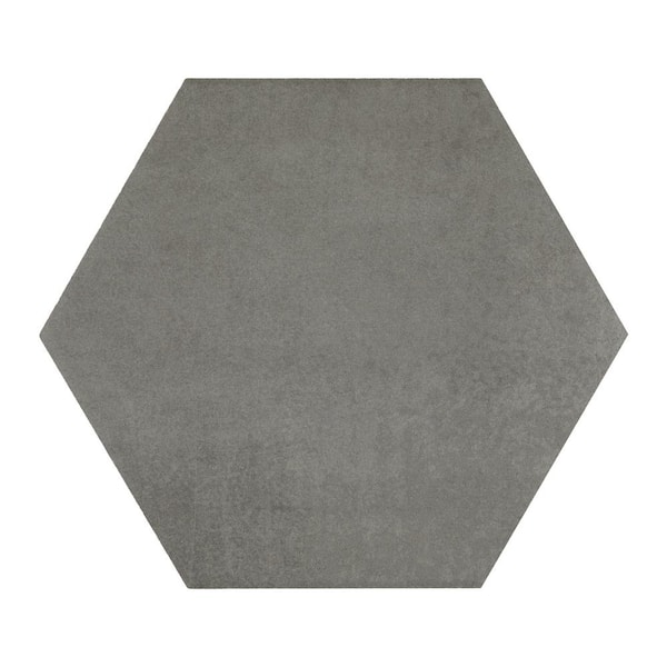 Marazzi Moroccan Concrete Gray 8 in. x 9 in. Glazed Porcelain Hexagon Floor and Wall Tile Sample