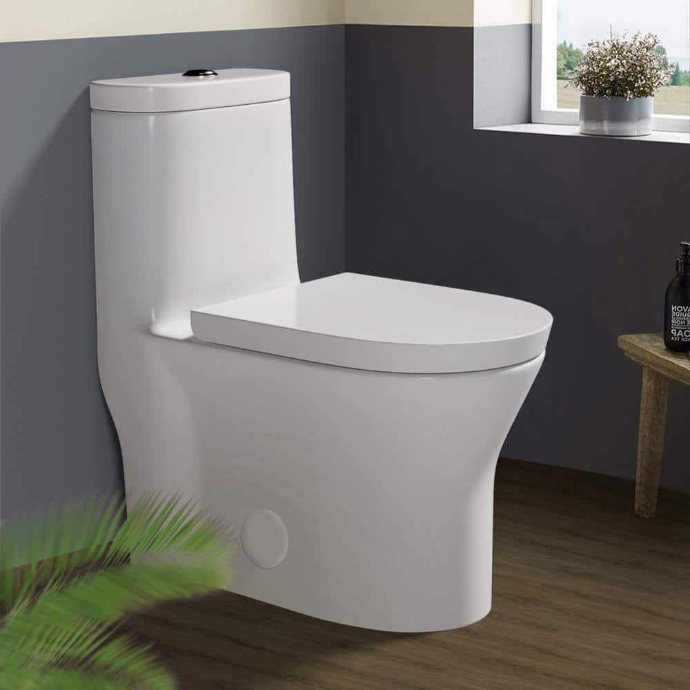 INSTER PICO 1-Piece 1.27/1.6 GPF Dual Flush Elongated Toilet with Soft ...