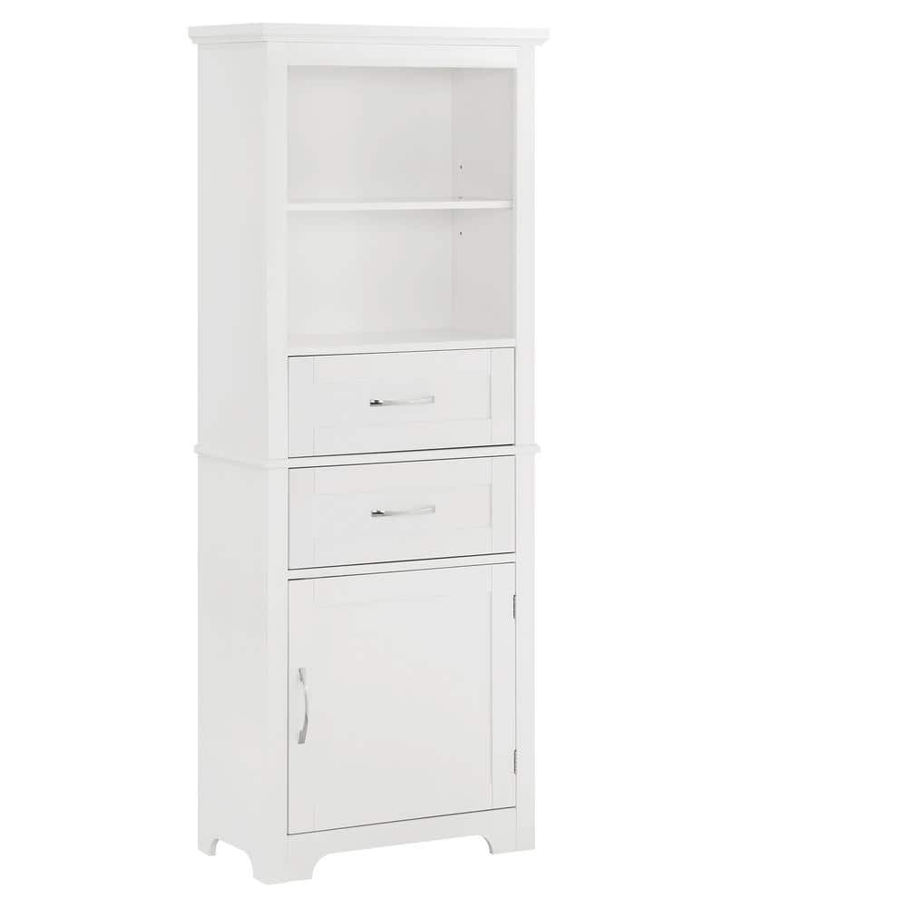 23.63 in. W x 11.82 in. D x 60 in. H White MDF Freestanding Linen Cabinet