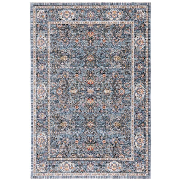 Crimson 2 ft. x 4 ft. Blue/Ivory Oriental Floral Area Rug