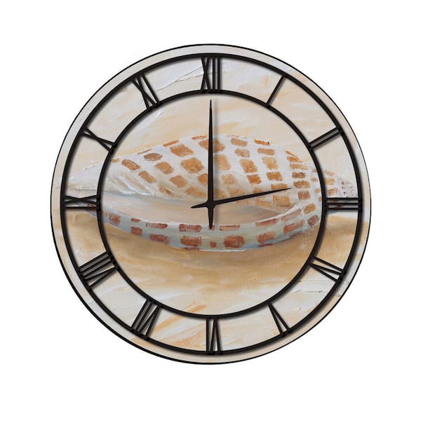 Unbranded "Sea Shell #4" Full Coverage Art and Black Numbers Imaged Wall Clock