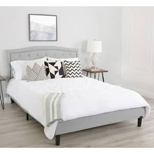 Marni Gray Fabric Upholstered Frame Full Size Platform Bed with Tufted Headboard Feature