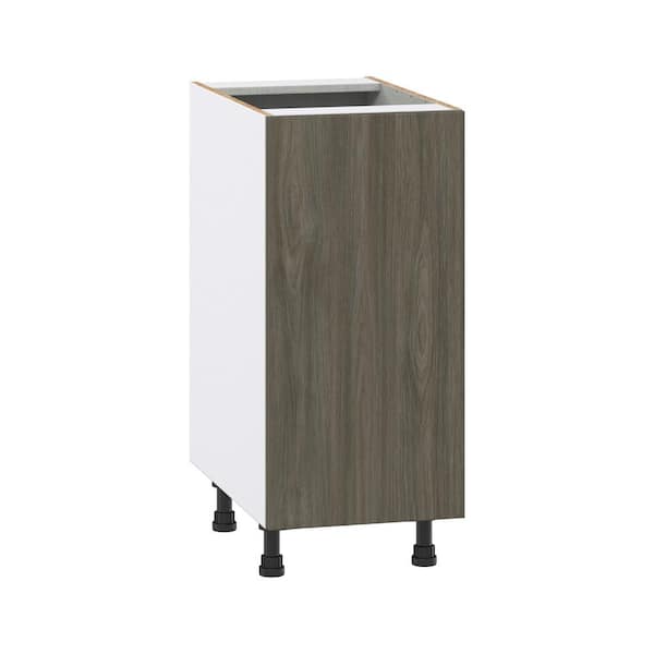 J COLLECTION Medora 15 in. W x 34.5 in. H x 24 in. D Textured Slab Walnut Assembled Base Kitchen Cabinet with a Full High Door