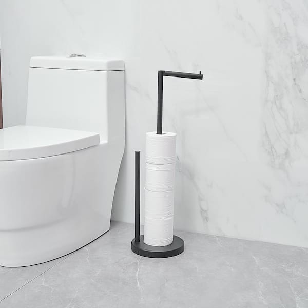 BWE Matte Black Freestanding Single Post Toilet Paper Holder in