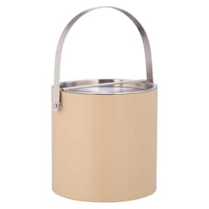 Sydney 3 qt. Beige Ice Bucket with Brushed Chrome Arch Handle and Bridge Cover