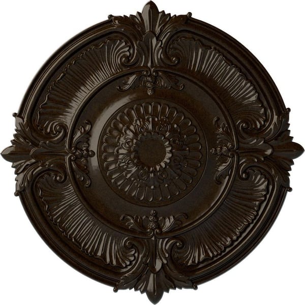 Ekena Millwork 3-1/2 in. x 53-1/2 in. x 53-1/2 in. Polyurethane Attica Acanthus Leaf Ceiling Moulding, Bronze