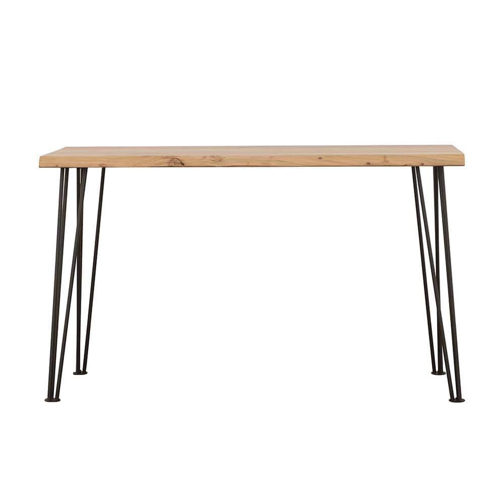 Natural Acacia Wood Sofa Table with Black Hairpin Legs