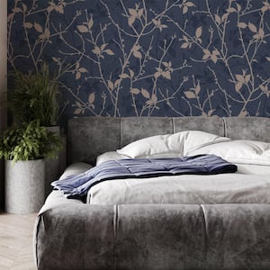 Boutique Belle Navy and Copper Wallpaper