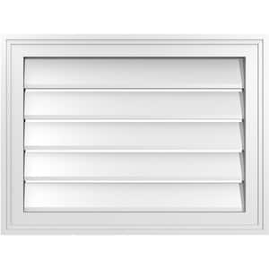 24 in. x 18 in. Vertical Surface Mount PVC Gable Vent: Functional with Brickmould Frame
