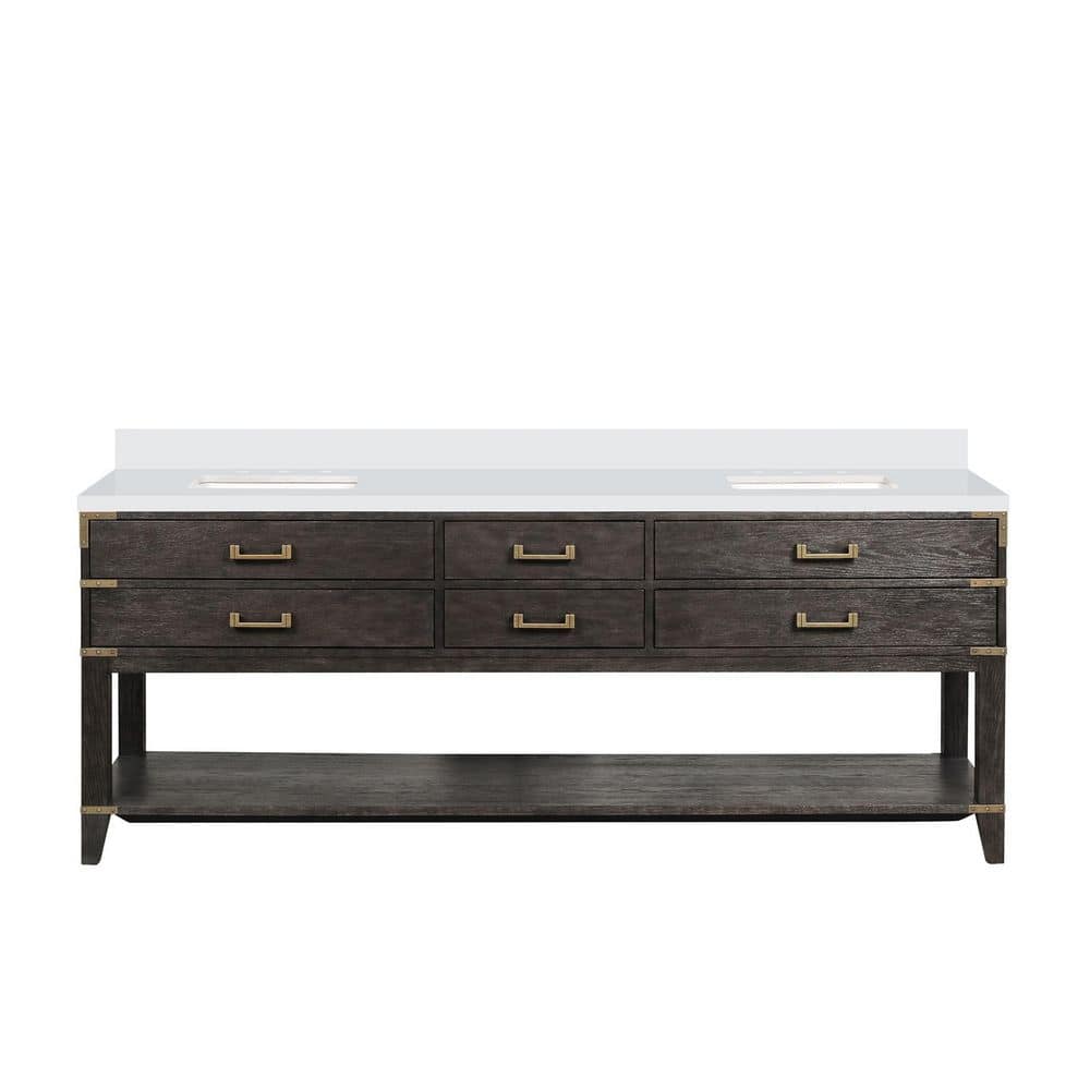 ◆タチカワ◆バーチカルブランド◆W430×H197◆O-2509BL6◆ Lexora Irvington 80 in. W x 22 in. D Brown Oak Double Bath Vanity