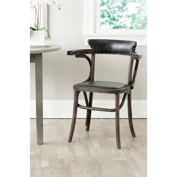 Kenny Black Leather Arm Chair