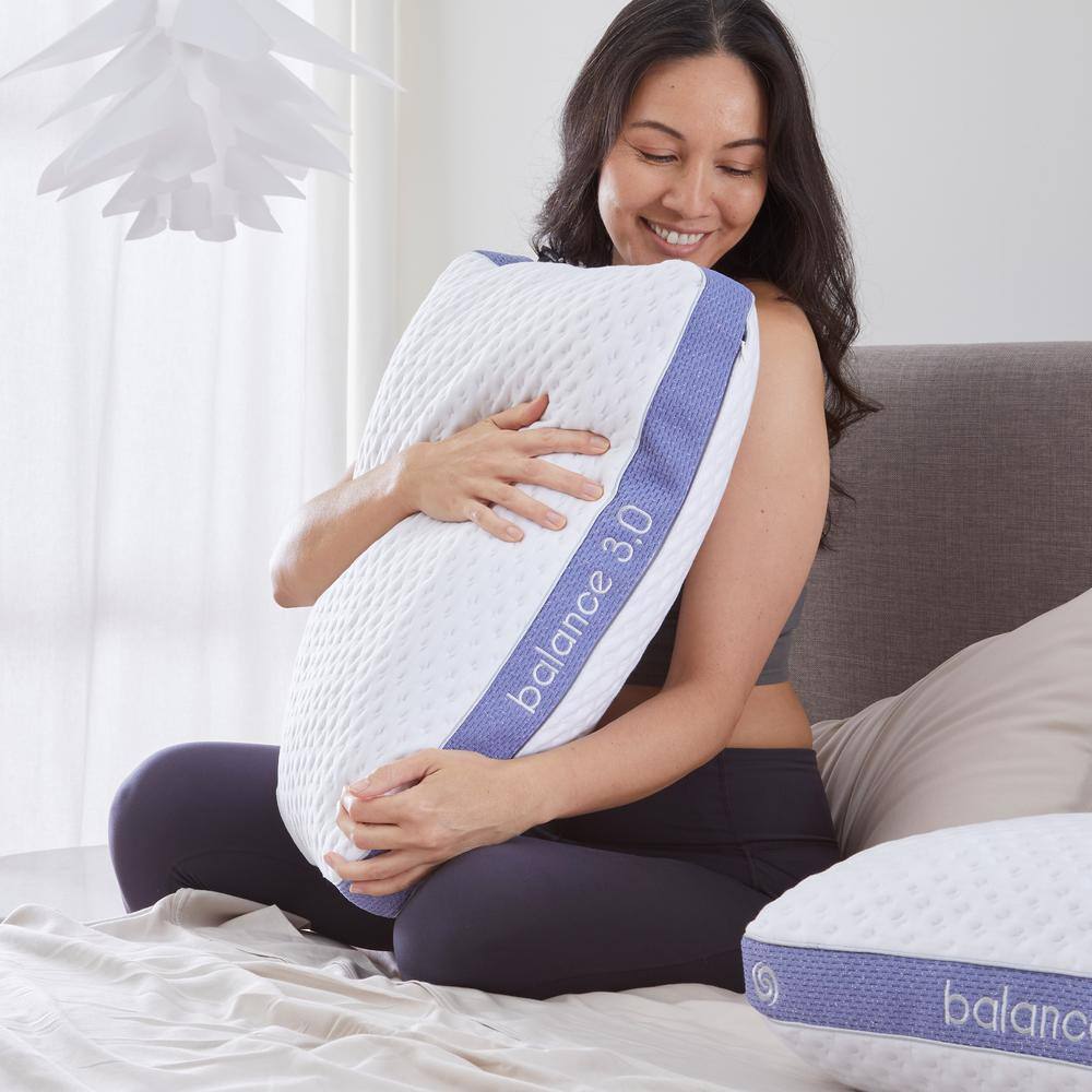 Balance 3.0 White and Blue Medium Hybrid Pillow