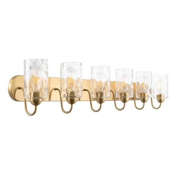 Kira Home Armada II 48 in. 6 Lights Cool Brass Modern Bathroom