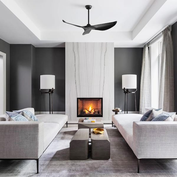 38 in. Indoor/Outdoor Black Ceiling Fan without Light for Bedroom, Quiet 6-Speed Reversible DC Motor Included