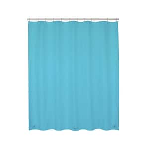 70 in. W x 72 in. H Medium Weight PEVA Shower Curtain Liner and Beaded Roller Ring Set in Blue