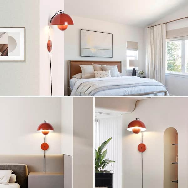 Zompoo Modern 9.8 in. 1 Light Red Plug in Flower Pot Wall Sconces
