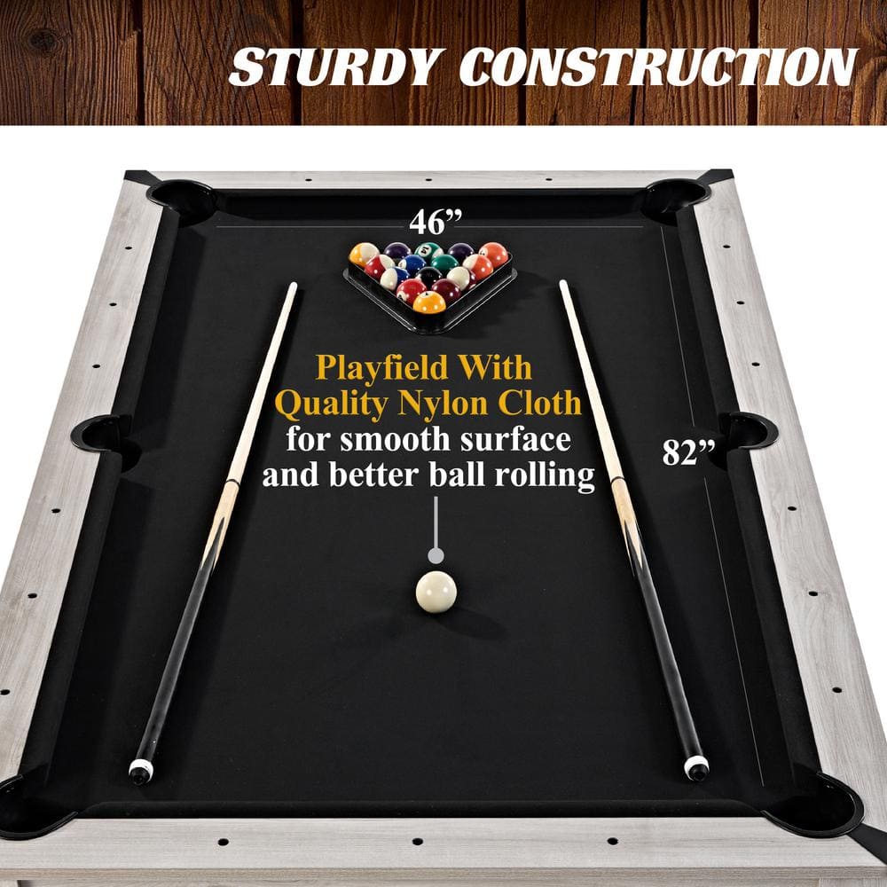 Monteray 7' Gray Wood 3-in-1 Pool, Ping Pong, Dining Table
