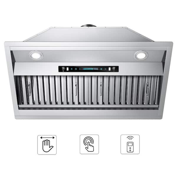 30 in. 900 CFM Convertible Ductless to Ducted Insert Range Hood in Stainless Steel with Touch,Gesture and Remote Control