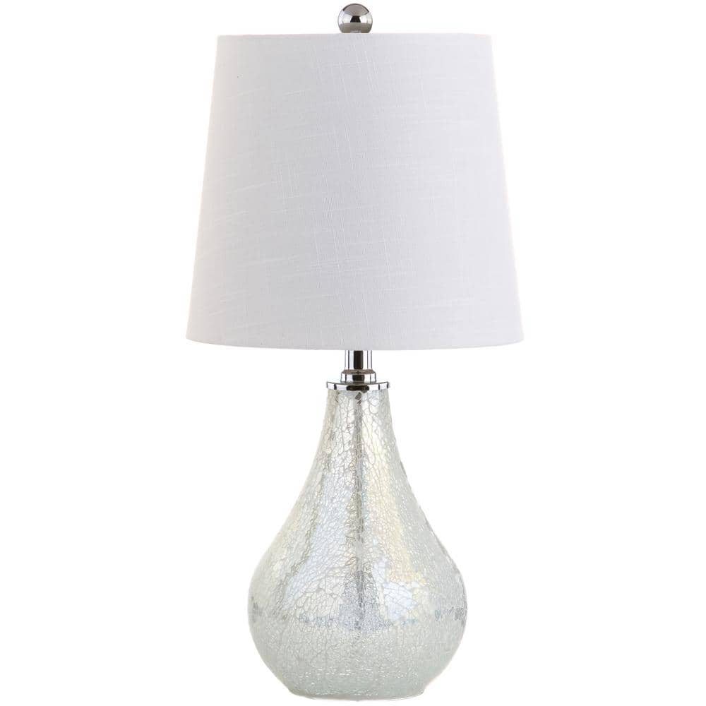 Mona 20" White Mosaic Table Lamp with Linen Shade