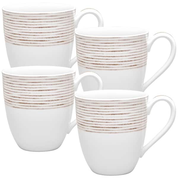 Noritake Khaki Hammock 15 fl. oz. Khaki Porcelain Mugs (Set of 4)
