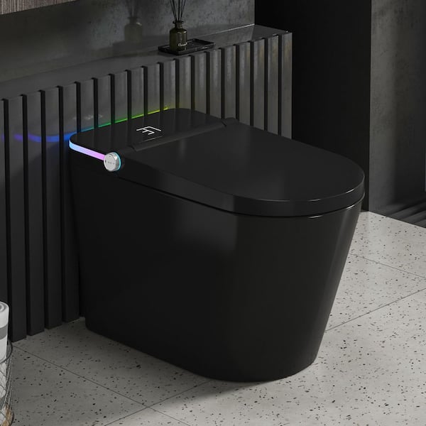 Elongated Smart Bidet Toilet 1.19 GPF in Black with Auto Flush, Heated Seat, Bidet Wash and Dry and Foot Sensor Control
