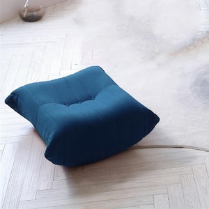 34.25 in. Creative Lazy Floor Sofa Teddy Velvet Bean Bag Corduroy Retro Decorative Cozy Armless Ottoman, Blue