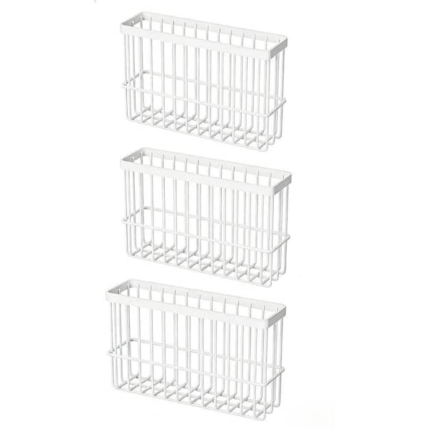 10.24 in. 3 Pack Metal Spice Rack Wall Mounted Storage Boxes in White