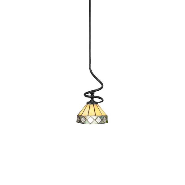 Unbranded Royale 100 W 1-Light Matte Black Standard Mini Pendant Light with Glass Shade