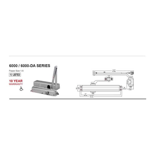 NORTON Heavy Duty Standard Mount Door Closer, Grade 1 - 13 in, Black Finish
