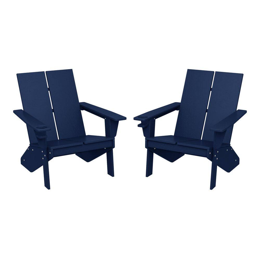 Coastin Outdoor Patio Weather Resistant Modern Poly Plastic Navy Blue Adirondack Chair (Set of 2) price history on PriceWatchPro