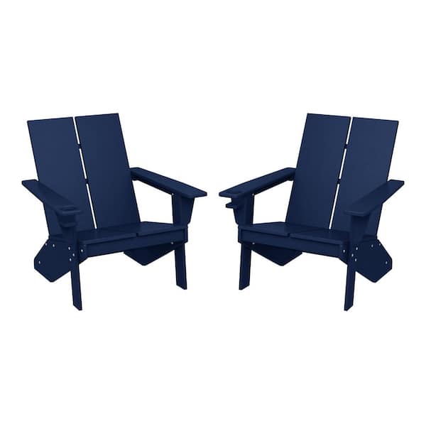 WESTIN OUTDOOR Coastin Outdoor Patio Weather Resistant Modern Poly Plastic Navy Blue Adirondack Chair (Set of 2)